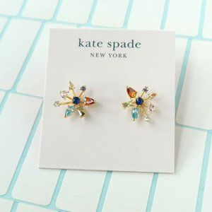 Kate Spade Firework Floral Multi color Gold Studs Earrings with dust bag